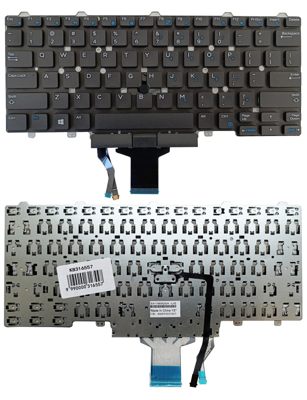 Keyboard DELL Latitude E3340 E5450 E7450, with trackpoint, US