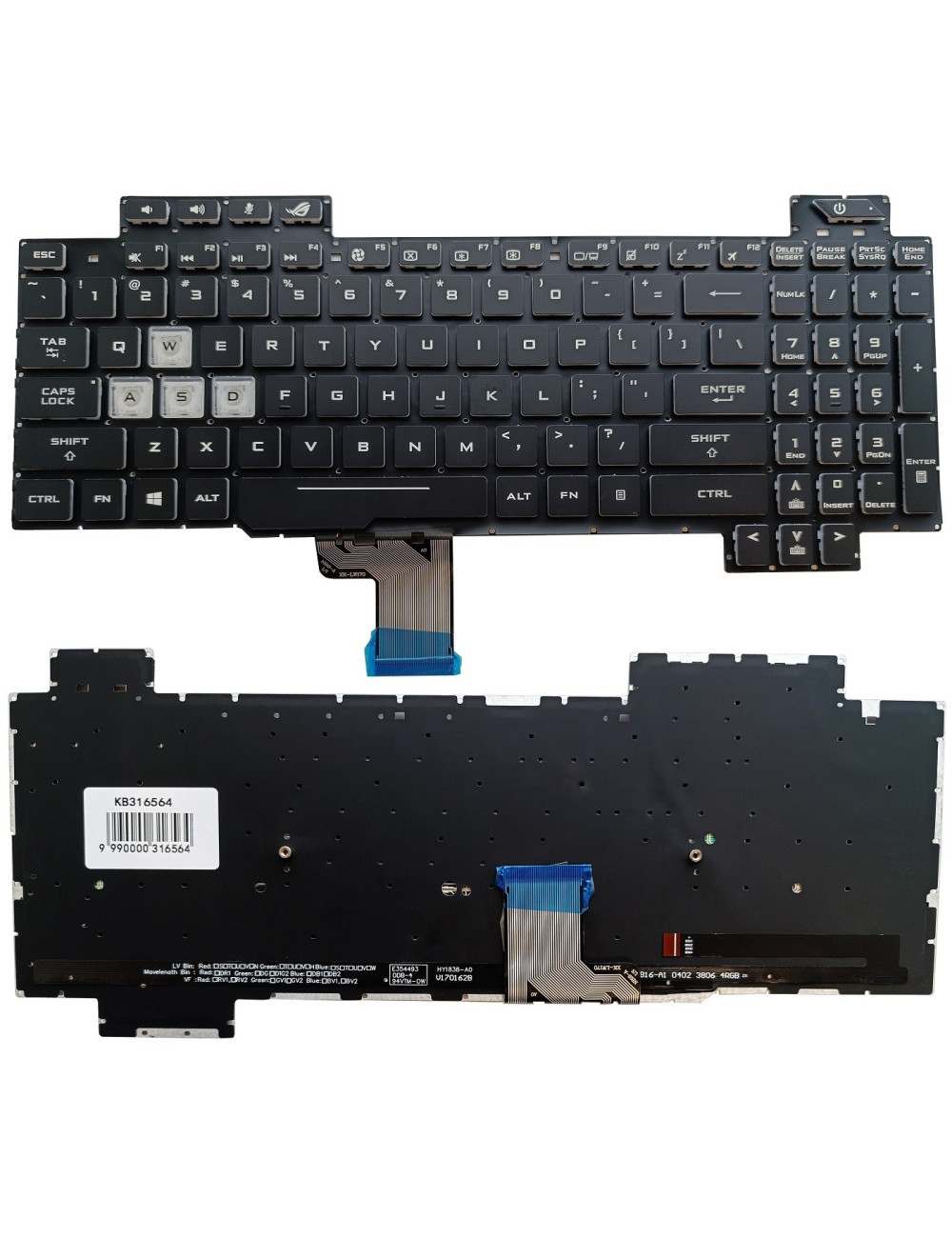 Keyboard ASUS Rog Strix Scar GL504, with RGB backlight, US