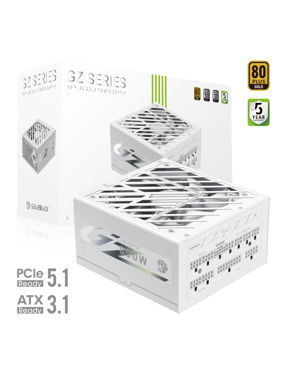 Gamemax Power Supply, 80 PLUS, Gold | GZ 850G WH | 850 W