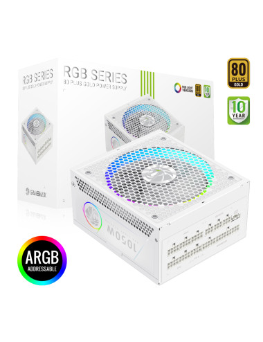 Gamemax Power Supply, 80 PLUS, Gold | RGB 1050G WH | 1050 W