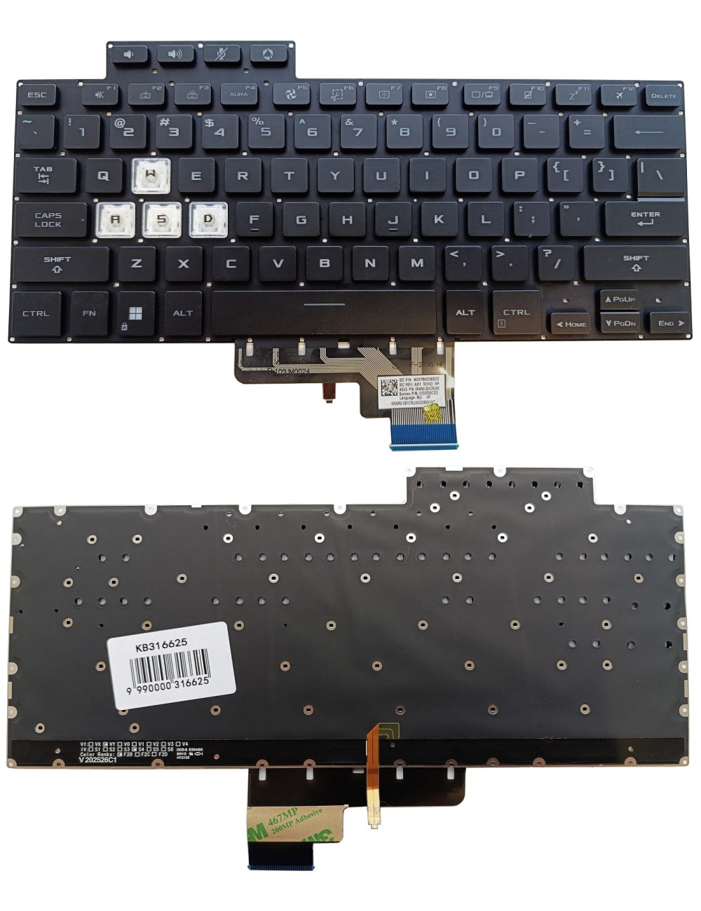 Keyboard ASUS Tuf Dash FX516, FX516P, F516, with backlight, US