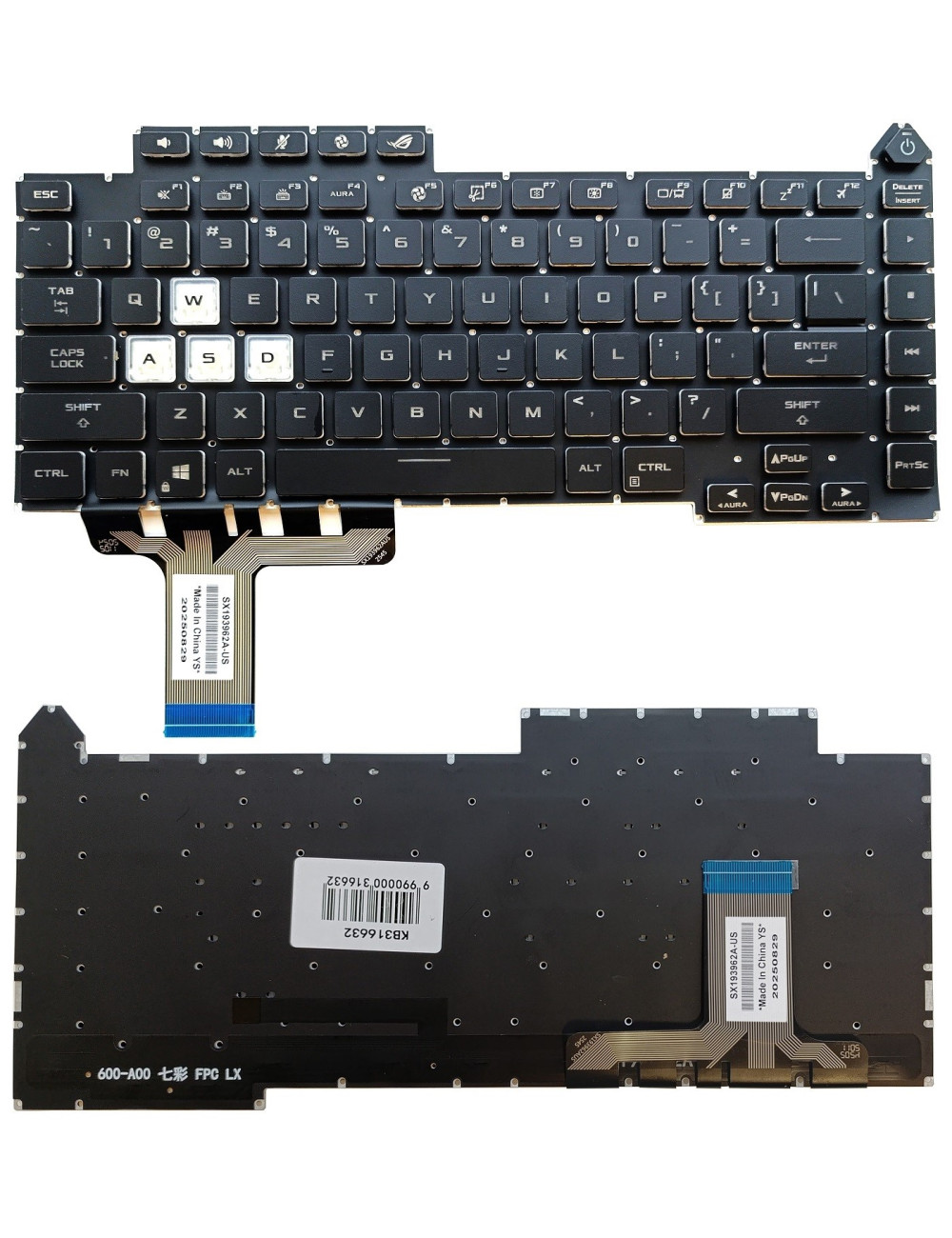 Klaviatūra ASUS G15 G513, G513Q, G533, su RGB pašvietimu, US