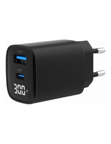 Gembird TA-UC-PDQC30LCD-BK-01 2-port 30W USB fast charger, LCD, black | Gembird