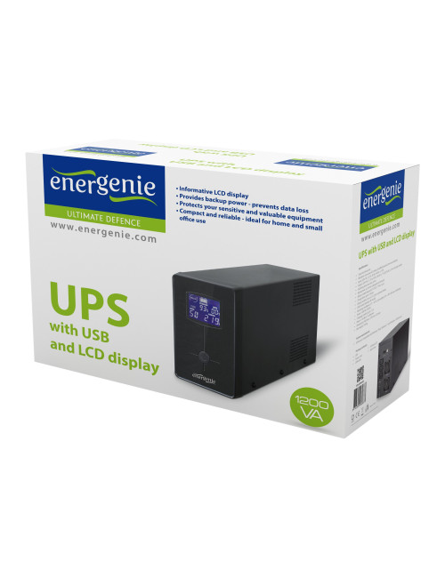 EnerGenie | UPS with USB and LCD display, Black | 1200 VA