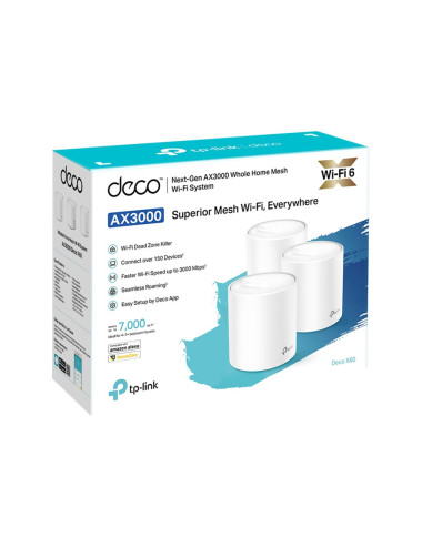 AX3000 Whole Home Mesh Wi-Fi 6 System | Deco X60(3-pack) | 802.11ax | 575+2400 Mbit/s | Ethernet LAN (RJ-45) ports 2 | Mesh Supp