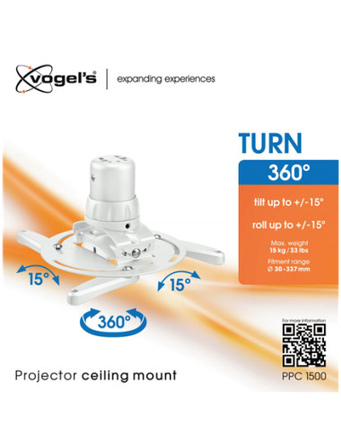 Vogels | Projector Ceiling mount | Turn, Tilt | Maximum weight (capacity) 15 kg | White