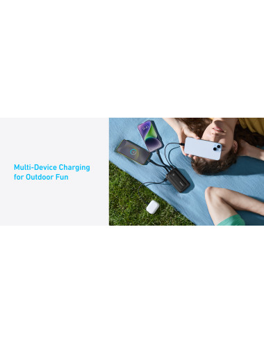 Anker | Power Bank | A1681G11 | 20000 mAh | USB-C 30W, Lightning 27W | Built-In USB-C and Lightning Cables | Black