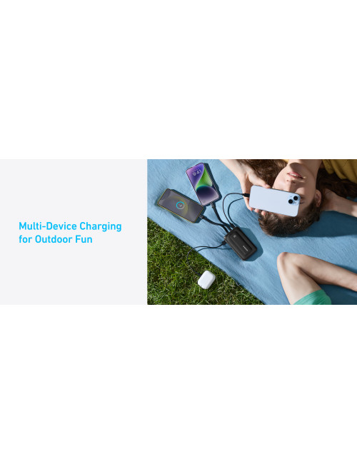 Anker | Power Bank | A1681G11 | 20000 mAh | USB-C 30W, Lightning 27W | Built-In USB-C and Lightning Cables | Black