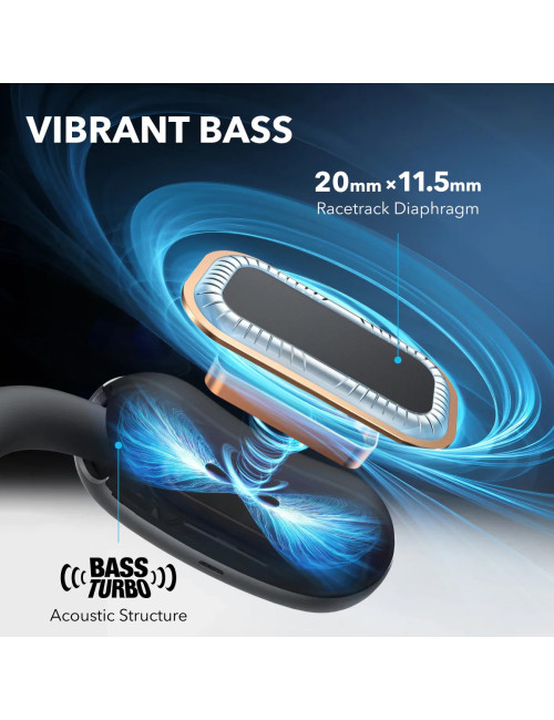 Anker Soundcore Adjustable Open-Ear Wireless Earbuds | AeroFit 2 | Built-in microphone | Bluetooth | Black