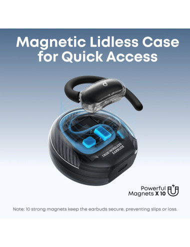 Anker Soundcore Open-Ear Headphones, Comfortable Fit, Clear Sound, Lidless Case | V40i | Built-in microphone | Bluetooth | Black