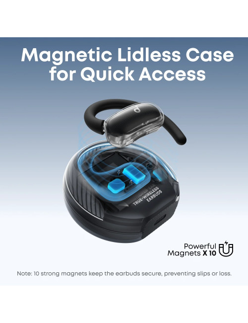 Anker Soundcore Open-Ear Headphones, Comfortable Fit, Clear Sound, Lidless Case | V40i | Built-in microphone | Bluetooth | Black