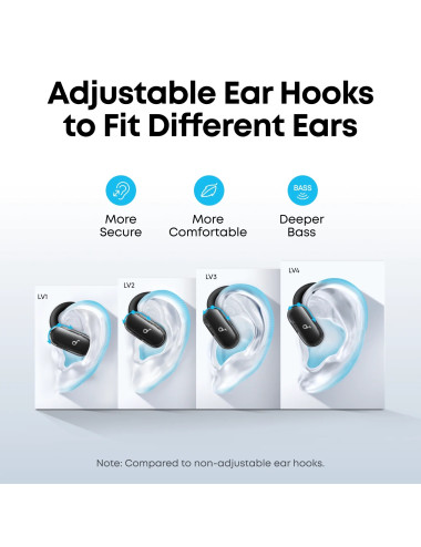 Anker Soundcore Open-Ear Headphones, Comfortable Fit, Clear Sound, Lidless Case | V40i | Built-in microphone | Bluetooth | Black