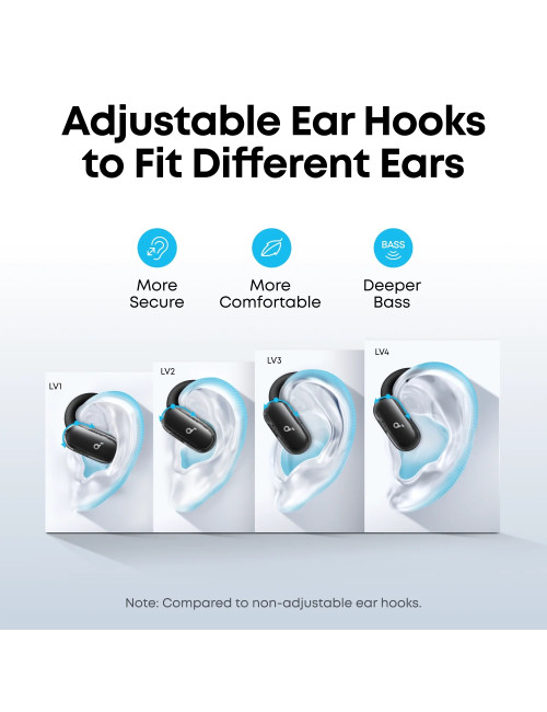 Anker Soundcore Open-Ear Headphones, Comfortable Fit, Clear Sound, Lidless Case | V40i | Built-in microphone | Bluetooth | Black