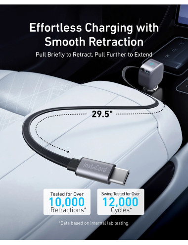 Anker Nano Car Charger (75W, USB-C Port, Built-In Retractable USB-C Cable)