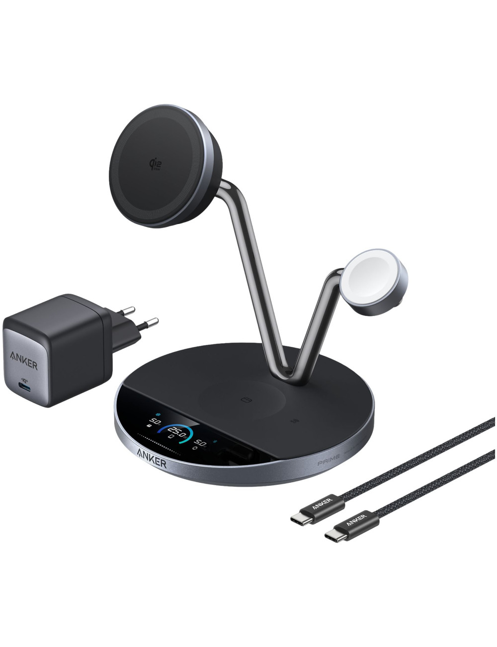 Anker Prime Wireless Charging Station Qi2.2 25W wireles charging (3-in-1, MagGo, AirCool, Dock Stand) PSU added