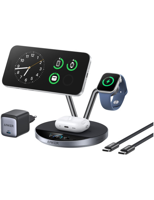 Anker Prime Wireless Charging Station Qi2.2 25W wireles charging (3-in-1, MagGo, AirCool, Dock Stand) PSU added