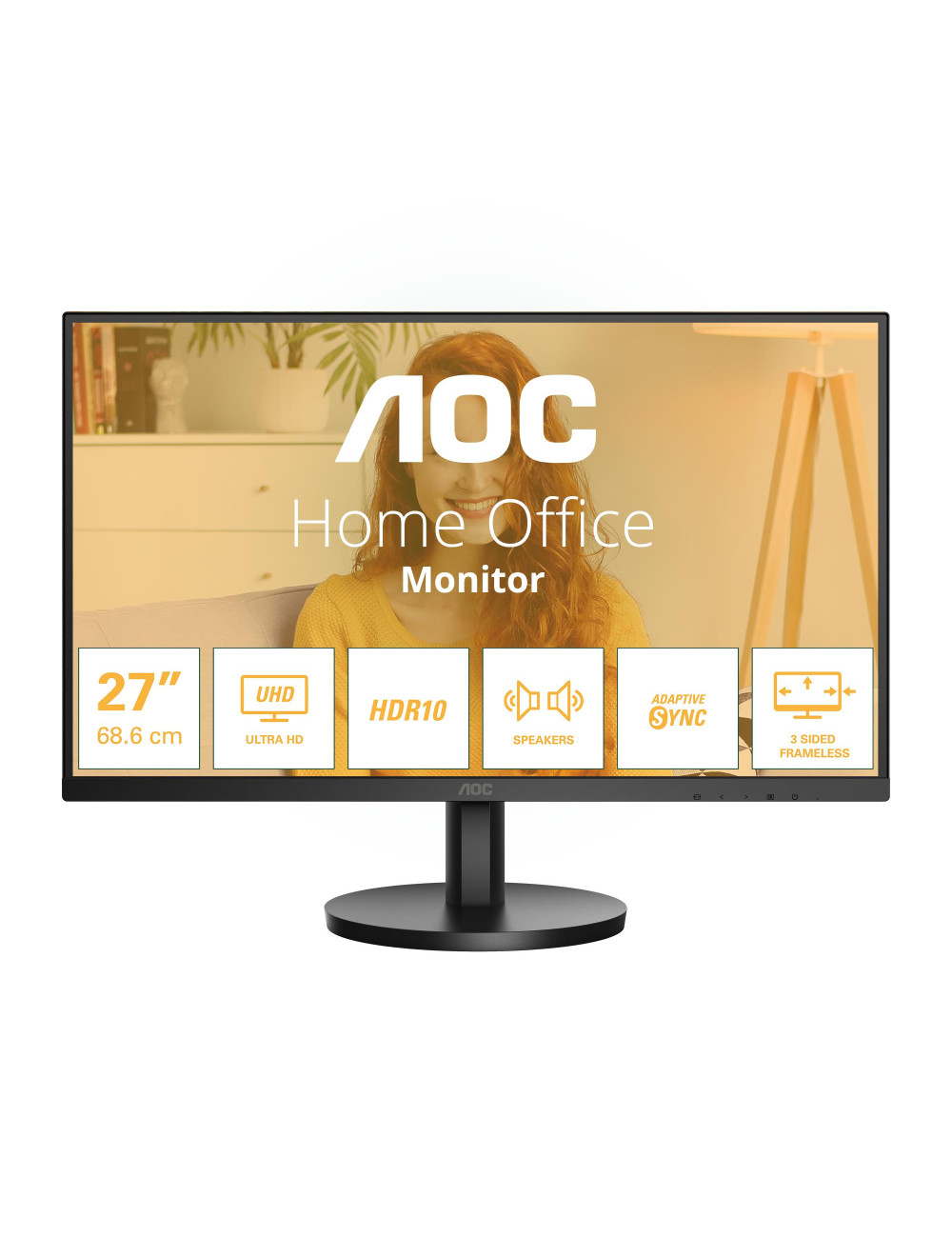 LCD Monitor|AOC|27 "|3840 x 2160 pixels|4K Ultra HD|Native aspect ratio 16:9|LCD|Flat|U27B3A