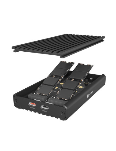 Raidsonic IB-2817M-C32 | Enclosure for 2x NVMe SSD with USB 3.2 Gen 2x2 Type-C connection