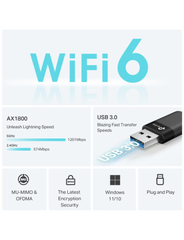 TP-LINK Archer TX23U | AX1800 Mini Wi-Fi6 Wireless USB Adapter | 802.11ax | MU-MiMO Yes | no PoE