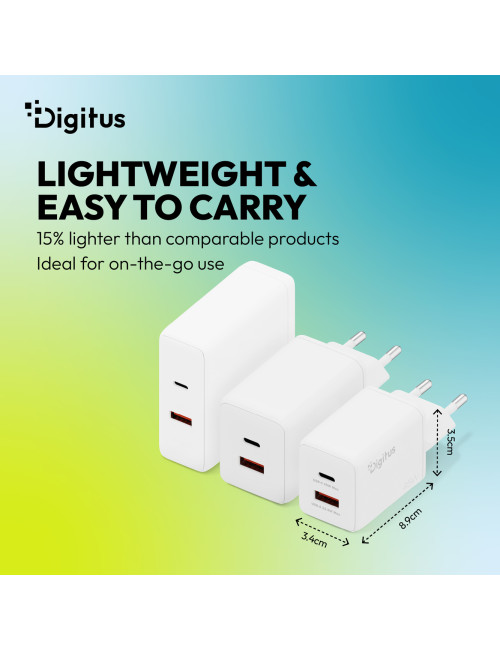 Digitus USB GaN Charger 45W, 1x USB-C, 1x USB-A | DA-10302