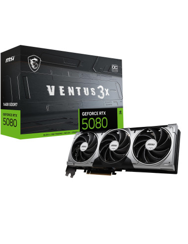 Graphics Card|MSI|NVIDIA GeForce RTX 5080|16 GB|GDDR7|256 bit|PCIE 5.0 16x|Dual Slot Fansink|1xHDMI|3xDisplayPort|RTX508016GVENT