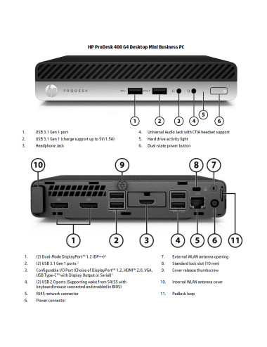 HP Renewed Grade A | ProDesk 400 G4 | Intel Core i3 | i3-8100T | 8 GB | SSD | 256 GB | Intel UHD Graphics 630 | Windows 11 Pro