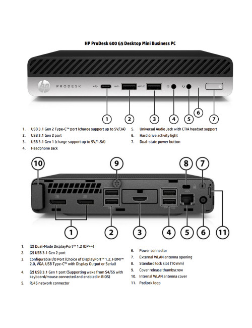 HP Renewed Grade B | ProDesk 600 G5 DM | Intel Core i3 | i3-9100T | 8 GB | NVMe | 128 GB | Intel UHD Graphics 630 | Windows 11 H