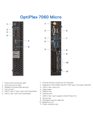 DELL Renewed Grade A | OptiPlex 7060 Micro | Intel Core i5 | i5 8500T | 16 GB | SSD | 128 GB | Intel UHD Graphics 630 | Windows 