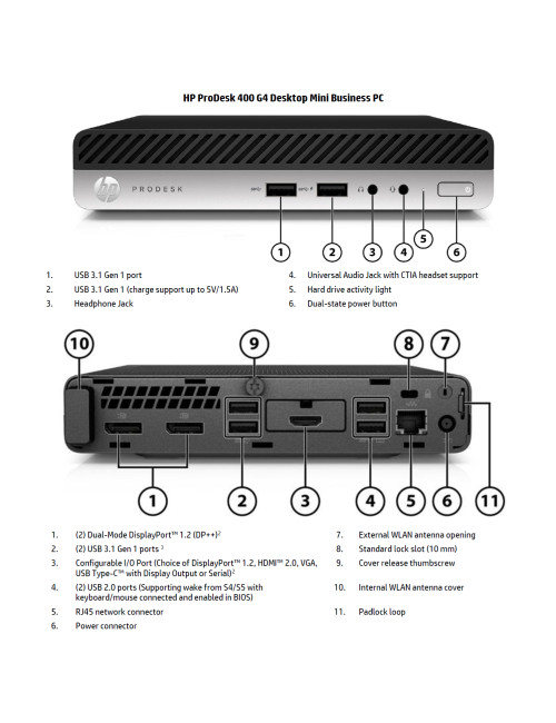HP Renewed Grade A | ProDesk 400 G4 | Intel Core i3 | i3-8100T | 8 GB | SSD | 128 GB | Intel UHD Graphics 630 | Windows 11 Pro
