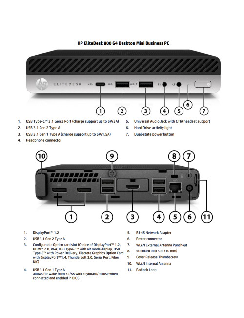 HP Renewed Grade B | EliteDesk 800 G4 | Intel Core i5 | i5-8500T | 8 GB | SSD | 256 GB | Intel UHD Graphics 630 | Windows 11 Pro