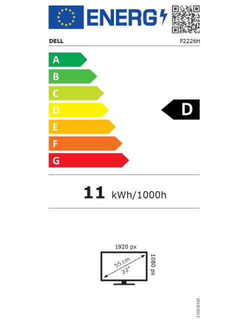 Dell P2226H | 22 " | IPS | FHD | 16:9 | 100 Hz | 5/8 ms | 1920 x 1080 pixels | 300 cd/m | HDMI ports quantity 1