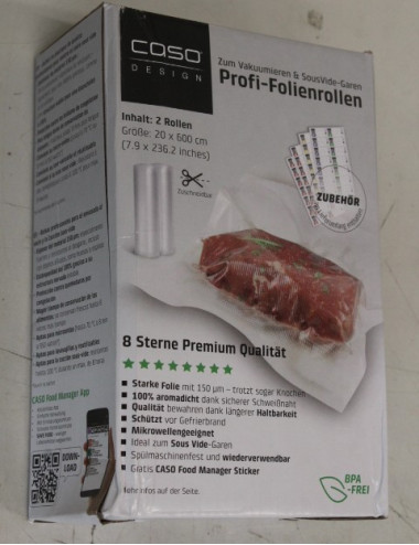 SALE OUT. Caso Roll for Vacuum sealer 20x600cm | Caso | Foil rolls | 01221 | 2 units | Dimensions (W x L) 20 x 600 cm | Transpar