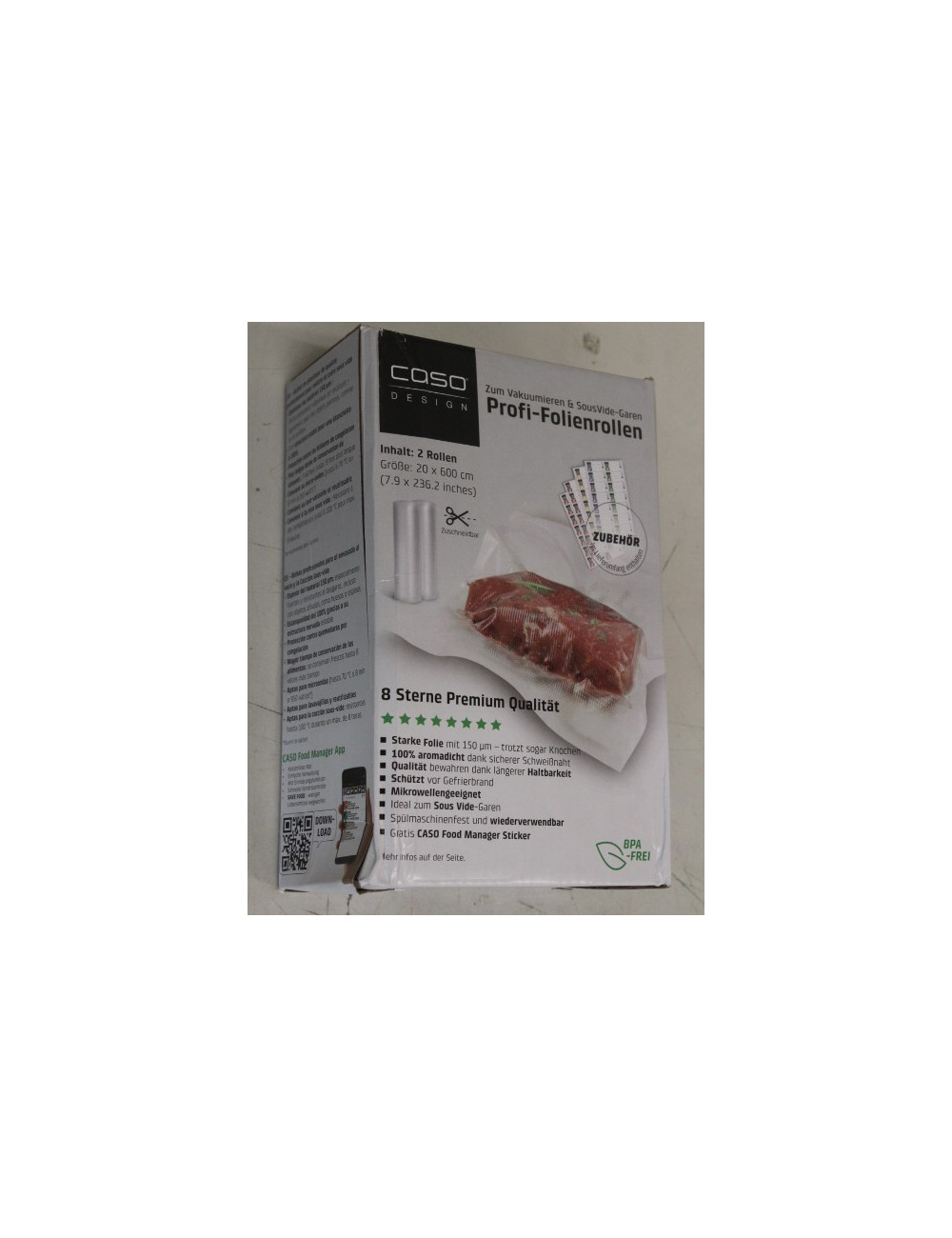 SALE OUT. Caso Roll for Vacuum sealer 20x600cm | Caso | Foil rolls | 01221 | 2 units | Dimensions (W x L) 20 x 600 cm | Transpar