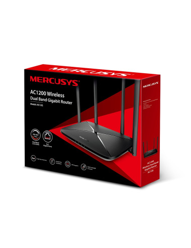 Mercusys AC1200 Wireless Dual Band Gigabit Router AC12G 802.11ac, 300+867 Mbit/s, 10/100/1000 Mbit/s, Ethernet LAN (RJ-45) ports