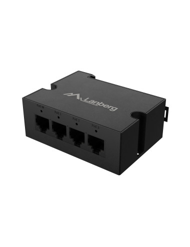 Lanberg Switch PoE Extender 1xIn 3xOut Fast Ethernet Din Rail at 30W metal clips | DIN-FE4-AT-30W