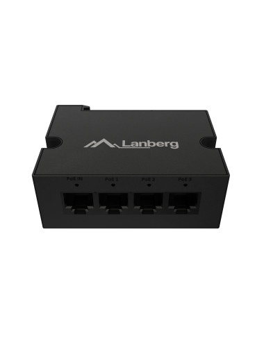 Lanberg Switch PoE Extender 1xIn 3xOut Fast Ethernet Din Rail at 30W metal clips | DIN-FE4-AT-30W
