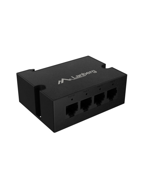 Lanberg Switch PoE Extender 1xIn 3xOut Gigabit Ethernet Din Rail BT 90W metal clips | DIN-GE4-BT-90W