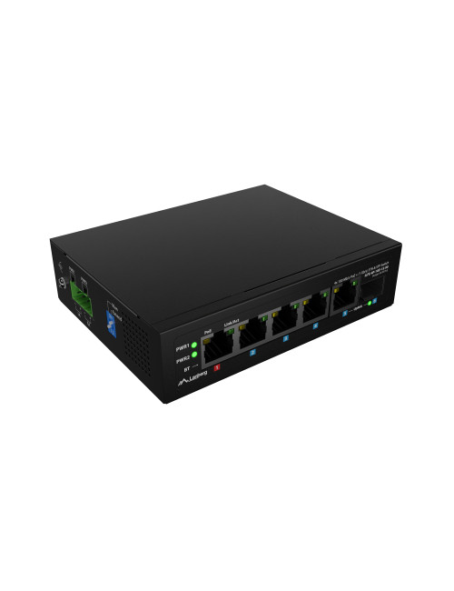 Lanberg Switch PoE 1xBT 3xAT SFP/ETH Din Unmanagment Fast Ethernet | ILFE-4P-1GE-1S-90
