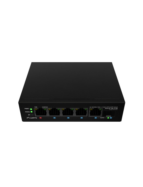 Lanberg Switch PoE 1xBT 3xAT SFP/ETH Din Unmanagment Fast Ethernet | ILFE-4P-1GE-1S-90