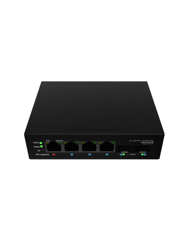 Lanberg Switch Light IndustrialPoE 1xBT 3xAT 2xSFP Din Unmanagment Gigabit Ethernet | ILGE-4P-2S-90 | Unmanaged