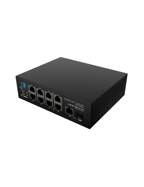 Lanberg Switch PoE 4xBT 4xAT SFP/ETH Din Unmanagment Fast Ethernet | ILFE-8P-1GE-1S-120 | Unmanaged | Din rail, Rack
