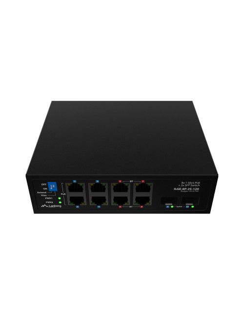 Lanberg Switch PoE 4xBT 4xAT 4xSFP Din Unmanagment Gigabit Ethernet | ILGE-8P-2S-120 | Unmanaged | Din rail