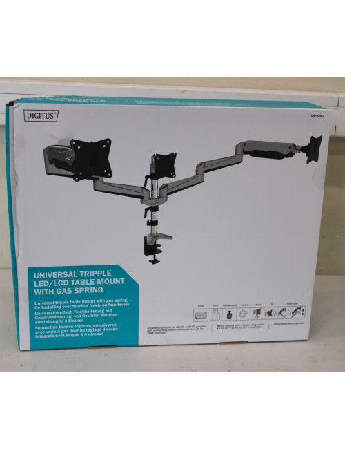 SALE OUT. DIGITUS Triple monitor mount, 3x 27", 3x 6 kg | Digitus Desk Mount | Triple Monitor Gas Spring Mount DA-90363 | Adjust