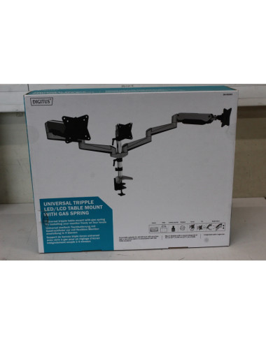 SALE OUT. DIGITUS Triple monitor mount, 3x 27", 3x 6 kg | Digitus Desk Mount | Triple Monitor Gas Spring Mount DA-90363 | Adjust