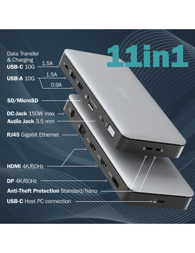 Digitus USB-C Docking Station, 11-port | DA-70917 | HDMI ports quantity 2 | Ethernet LAN
