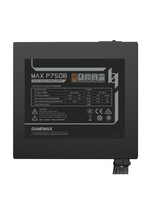 Gamemax PSU | MAX P750B | 750 W | Bronze | Non-Modular