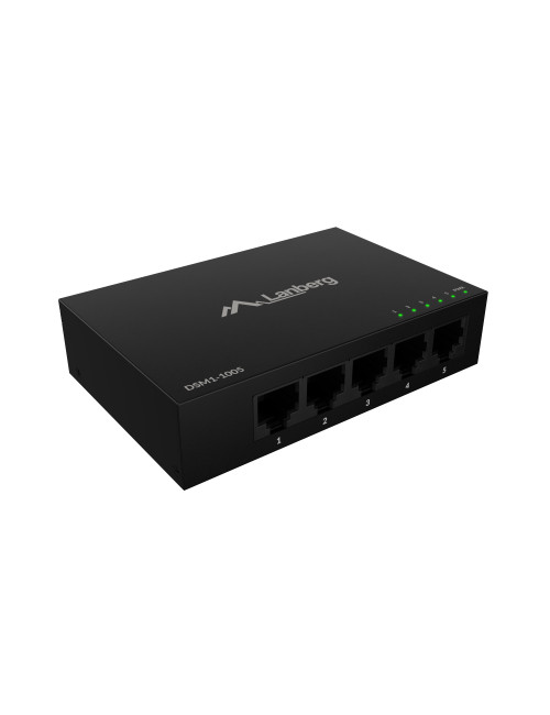 Lanberg Switch 5x1GB/s Unmanagment Gigabit Ethernet Desktop 12V metal case | DSM1-1005 | Unmanaged | Desktop
