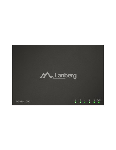 Lanberg Switch 5x1GB/s Unmanagment Gigabit Ethernet Desktop 12V metal case | DSM1-1005 | Unmanaged | Desktop