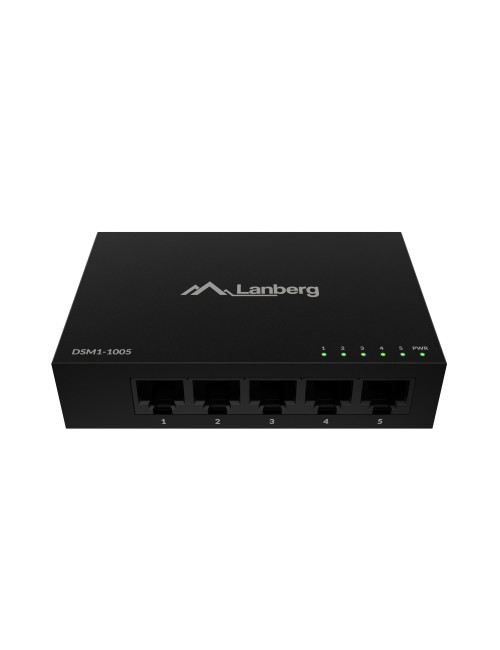 Lanberg Switch 5x1GB/s Unmanagment Gigabit Ethernet Desktop 12V metal case | DSM1-1005 | Unmanaged | Desktop
