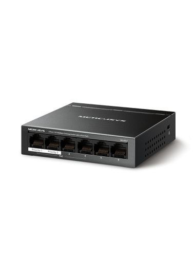 MS106LP | Mercusys 6-Port 10/100 Mbps Desktop Switch with 4-Port PoE+ | Desktop | 10/100 Mbps (RJ-45) ports quantity 6